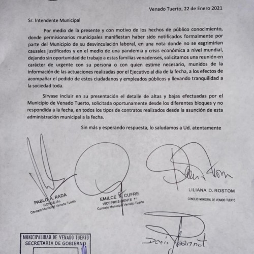 DESPIDO DE PERMISIONARIOS LLEGÒ AL CONCEJO