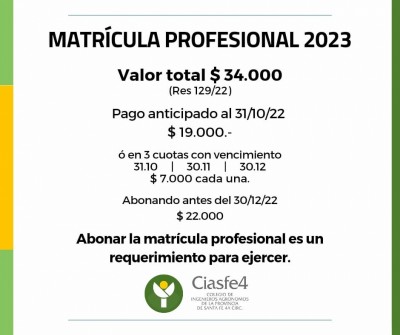 Matrícula Profesional 2023
